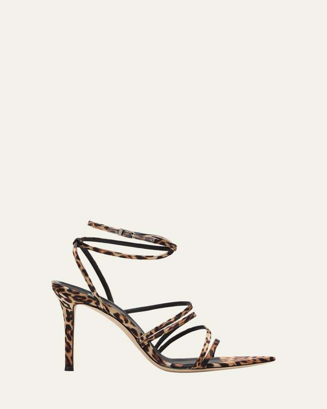 Silk Leopard Ankle-Strap Sandals